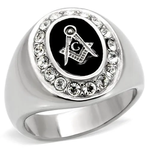 Rings Alamode TK8X023 High polished no plating Stainless Steel Ring with Top Grade Crystal in Clear Rings Alamode TK8X023 High polished no plating Stainless Steel Ring with Top Grade Crystal in Clear
