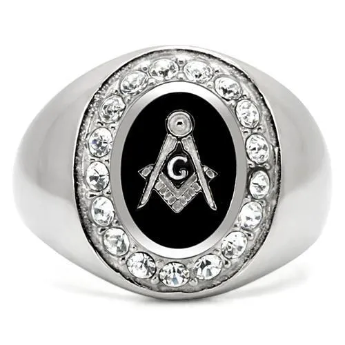 Rings Alamode TK8X023 High polished no plating Stainless Steel Ring with Top Grade Crystal in Clear