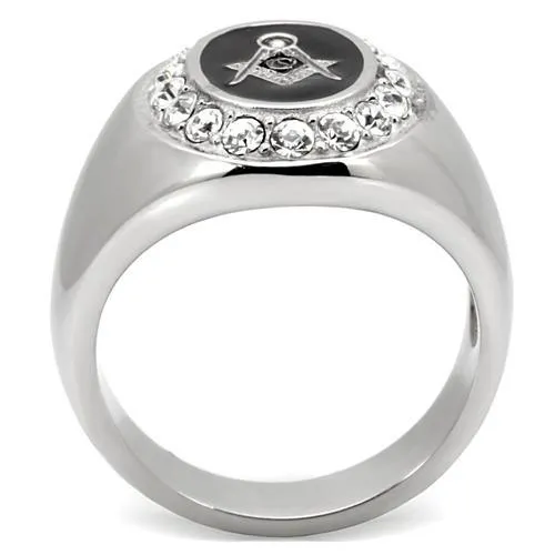 Rings Alamode TK8X023 High polished no plating Stainless Steel Ring with Top Grade Crystal in Clear