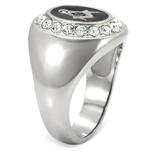 Rings Alamode TK8X023 High polished no plating Stainless Steel Ring with Top Grade Crystal in Clear