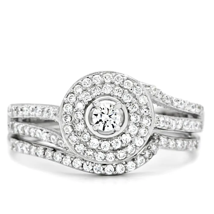 Rings Alamode TS001 Rhodium 925 Sterling Silver Ring with AAA Grade CZ in Clear