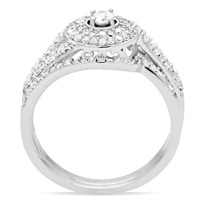 Rings Alamode TS001 Rhodium 925 Sterling Silver Ring with AAA Grade CZ in Clear