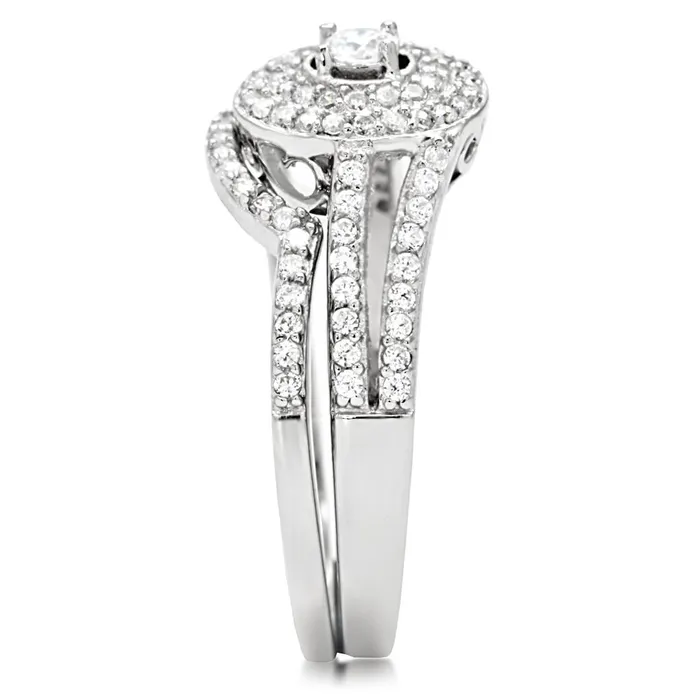 Rings Alamode TS001 Rhodium 925 Sterling Silver Ring with AAA Grade CZ in Clear