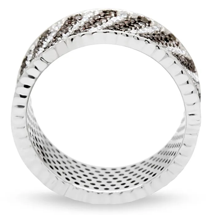 Rings Alamode TS023 Rhodium Ruthenium 925 Sterling Silver Ring with AAA Grade CZ in Brown