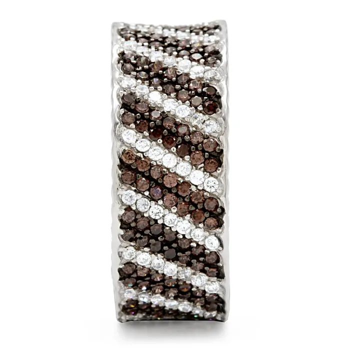Rings Alamode TS023 Rhodium Ruthenium 925 Sterling Silver Ring with AAA Grade CZ in Brown