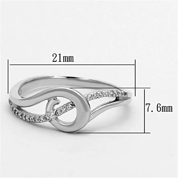 Rings Alamode TS142 Rhodium 925 Sterling Silver Ring with AAA Grade CZ in Clear