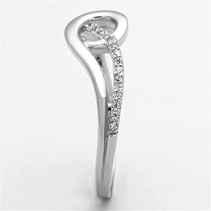 Rings Alamode TS142 Rhodium 925 Sterling Silver Ring with AAA Grade CZ in Clear