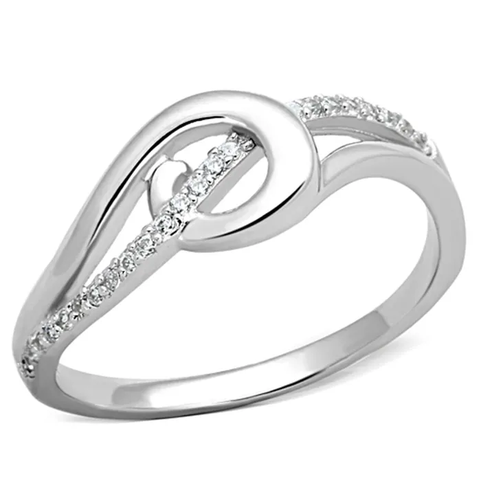 Rings Alamode TS142 Rhodium 925 Sterling Silver Ring with AAA Grade CZ in Clear