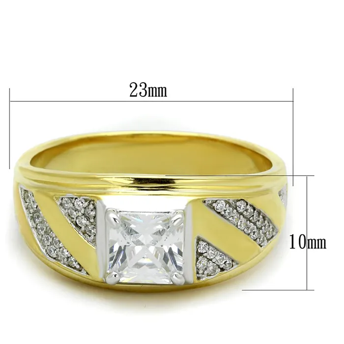 Rings Alamode TS247 GoldRhodium 925 Sterling Silver Ring with AAA Grade CZ in Clear