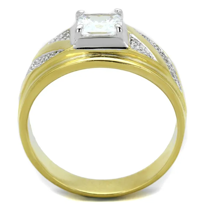 Rings Alamode TS247 GoldRhodium 925 Sterling Silver Ring with AAA Grade CZ in Clear