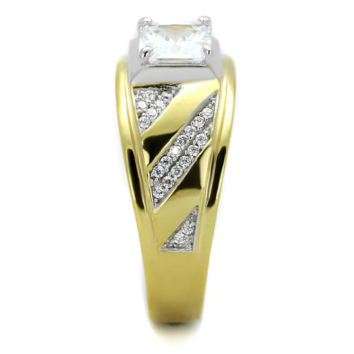 Rings Alamode TS247 GoldRhodium 925 Sterling Silver Ring with AAA Grade CZ in Clear