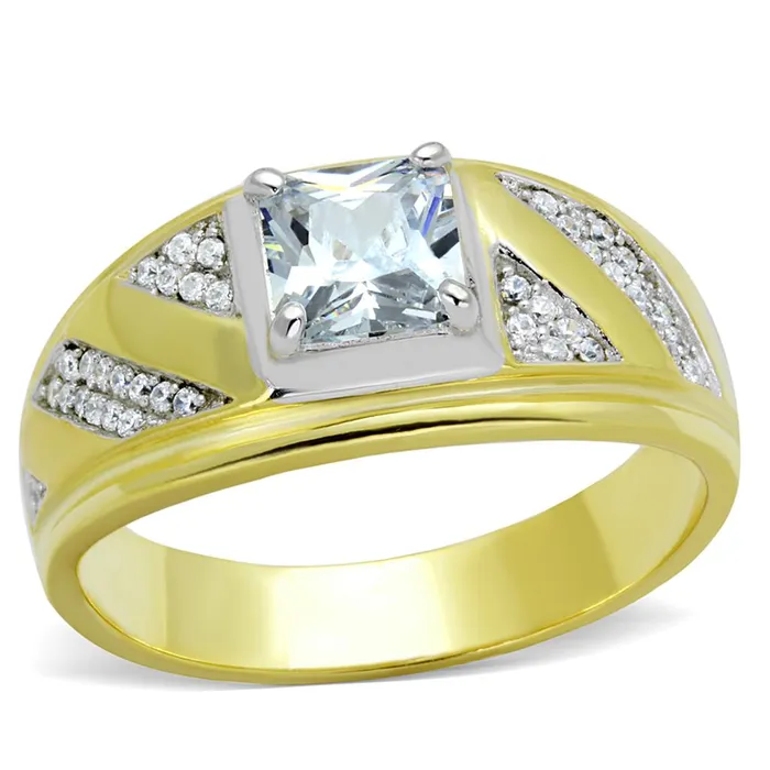 Rings Alamode TS247 GoldRhodium 925 Sterling Silver Ring with AAA Grade CZ in Clear