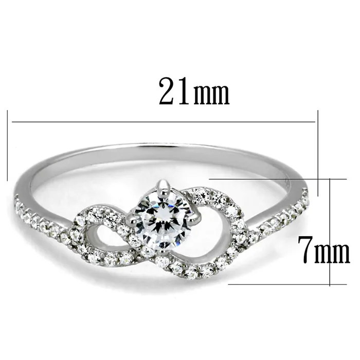 Rings Alamode TS485 Rhodium 925 Sterling Silver Ring with AAA Grade CZ in Clear