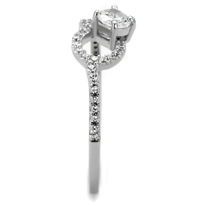 Rings Alamode TS485 Rhodium 925 Sterling Silver Ring with AAA Grade CZ in Clear