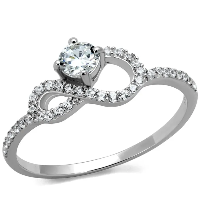 Rings Alamode TS485 Rhodium 925 Sterling Silver Ring with AAA Grade CZ in Clear