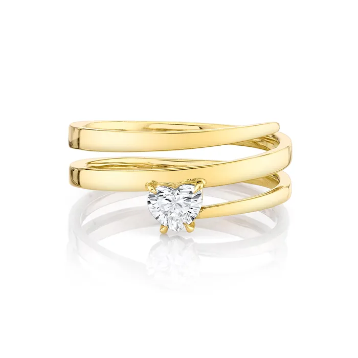 Rings anitako GOLD COIL RING WITH HEART DIAMOND POINT