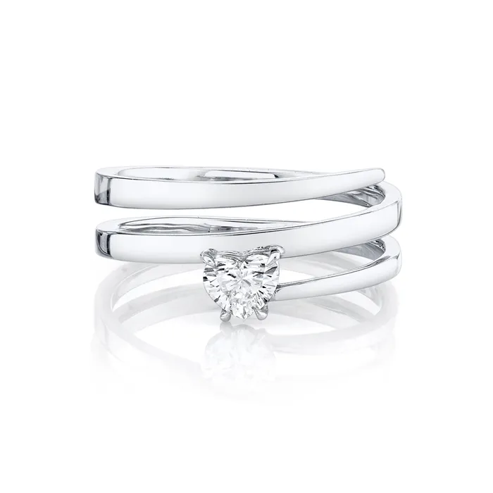 Rings anitako GOLD COIL RING WITH HEART DIAMOND POINT