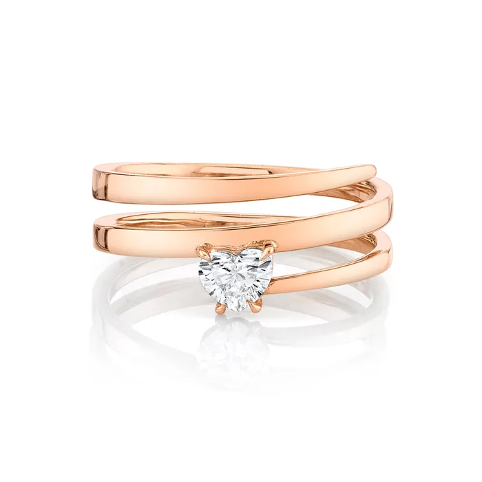 Rings anitako GOLD COIL RING WITH HEART DIAMOND POINT