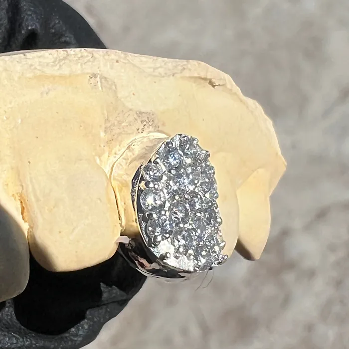 Rings Bling Cartel Admin 925 Sterling Silver CZ Single Cap Iced Bling Out Custom Tooth