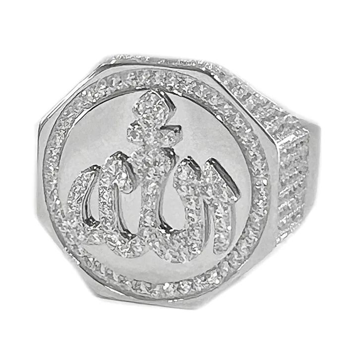 Rings Bling Cartel Mens 925 Sterling Silver Allah Ring Islam Arab Muslim Quran CZ Rings Bling Cartel Mens 925 Sterling Silver Allah Ring Islam Arab Muslim Quran CZ