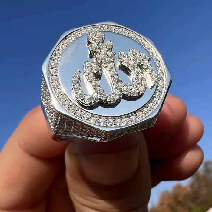 Rings Bling Cartel Mens 925 Sterling Silver Allah Ring Islam Arab Muslim Quran CZ Rings Bling Cartel Mens 925 Sterling Silver Allah Ring Islam Arab Muslim Quran CZ