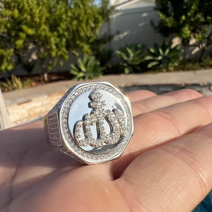 Rings Bling Cartel Mens 925 Sterling Silver Allah Ring Islam Arab Muslim Quran CZ Rings Bling Cartel Mens 925 Sterling Silver Allah Ring Islam Arab Muslim Quran CZ