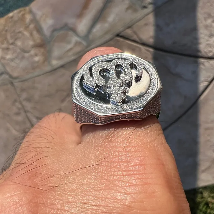 Rings Bling Cartel Mens 925 Sterling Silver Allah Ring Islam Arab Muslim Quran CZ Rings Bling Cartel Mens 925 Sterling Silver Allah Ring Islam Arab Muslim Quran CZ