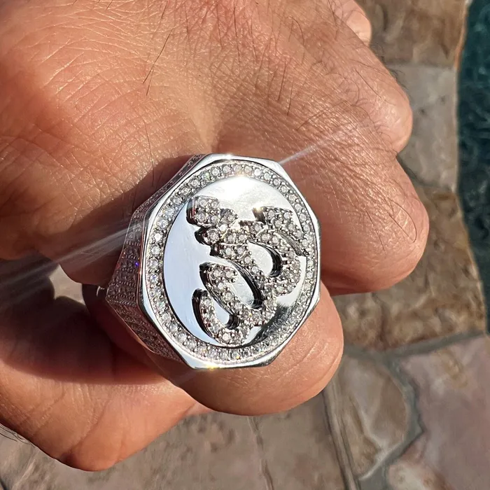 Rings Bling Cartel Mens 925 Sterling Silver Allah Ring Islam Arab Muslim Quran CZ Rings Bling Cartel Mens 925 Sterling Silver Allah Ring Islam Arab Muslim Quran CZ