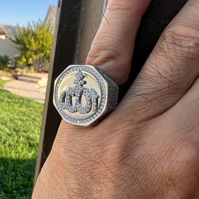 Rings Bling Cartel Mens 925 Sterling Silver Allah Ring Islam Arab Muslim Quran CZ Rings Bling Cartel Mens 925 Sterling Silver Allah Ring Islam Arab Muslim Quran CZ