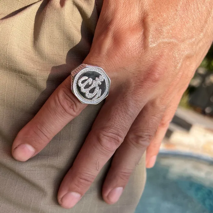 Rings Bling Cartel Mens 925 Sterling Silver Allah Ring Islam Arab Muslim Quran CZ Rings Bling Cartel Mens 925 Sterling Silver Allah Ring Islam Arab Muslim Quran CZ