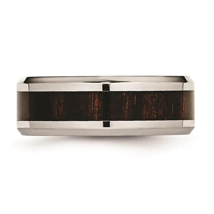 Rings Chisel Stainless Steel Polished Black Wood Inlay Enameled 800mm Ring Rings Chisel Stainless Steel Polished Black Wood Inlay Enameled 800mm Ring