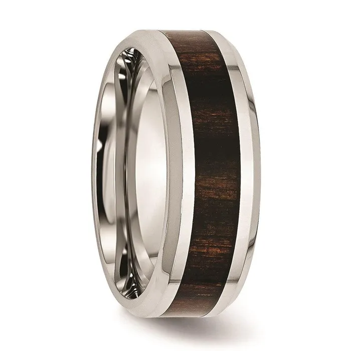 Rings Chisel Stainless Steel Polished Black Wood Inlay Enameled 800mm Ring Rings Chisel Stainless Steel Polished Black Wood Inlay Enameled 800mm Ring