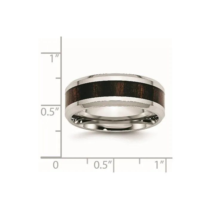 Rings Chisel Stainless Steel Polished Black Wood Inlay Enameled 800mm Ring Rings Chisel Stainless Steel Polished Black Wood Inlay Enameled 800mm Ring