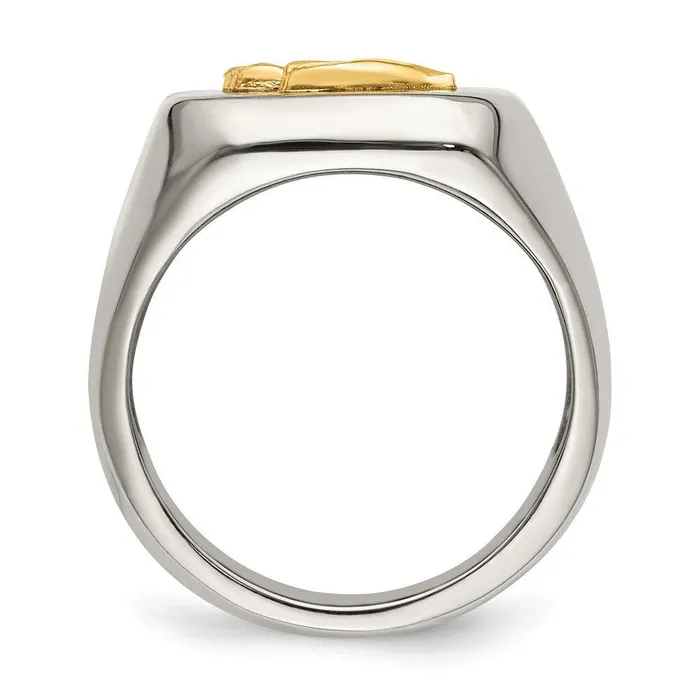 Rings Chisel Stainless Steel w14k Accent Polished Praying Hands Ring Rings Chisel Stainless Steel w14k Accent Polished Praying Hands Ring