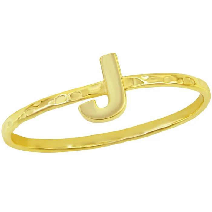 Rings Classic Classic Unisex Gold Tone J Initial Hammered Ring W2825