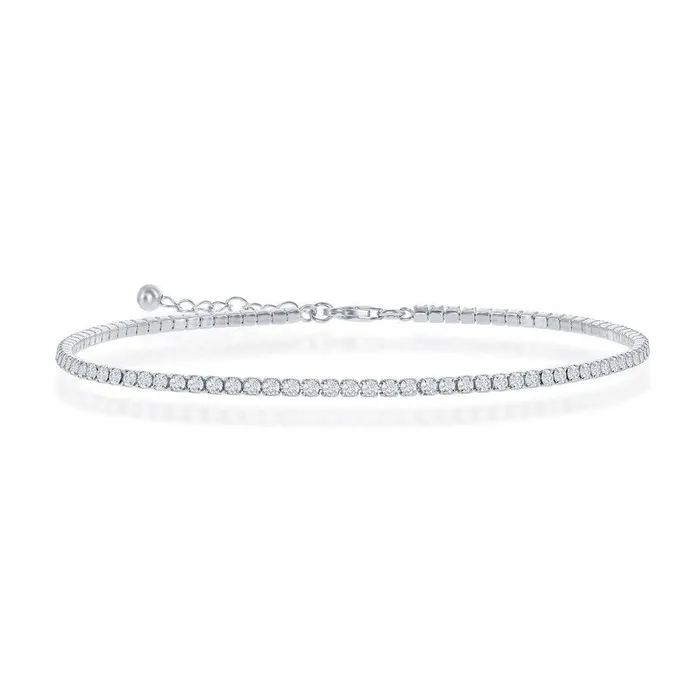 Rings Classic Sterling Silver 2mm CZ Tennis Anklet