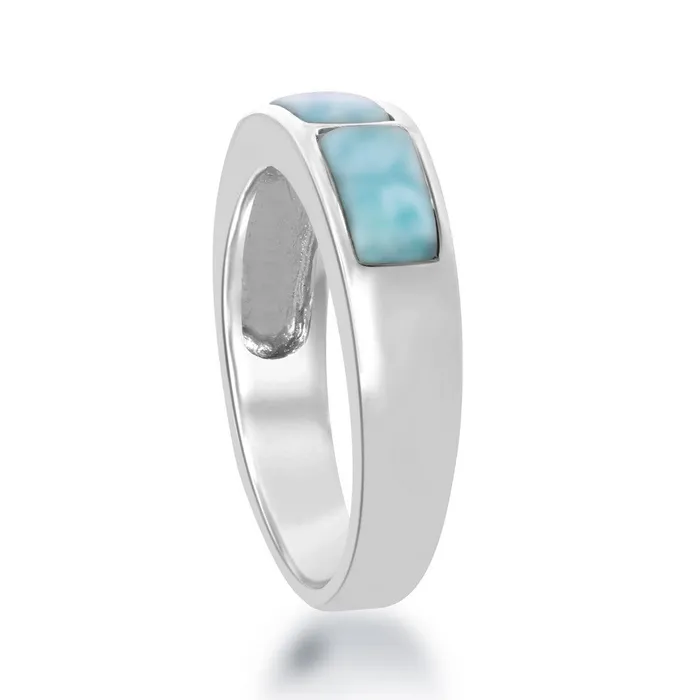 Rings Classic Sterling Silver Triple Larimar Ring Size 9
