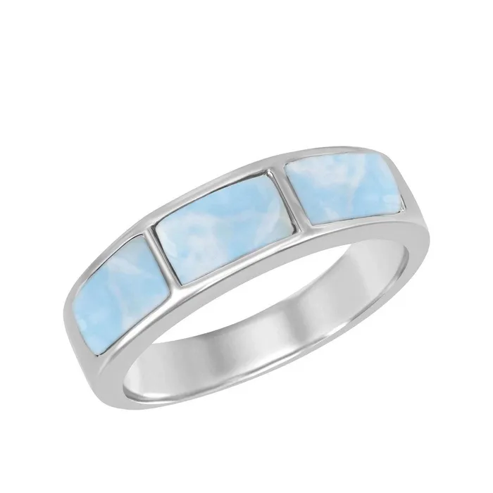 Rings Classic Sterling Silver Triple Larimar Ring Size 9
