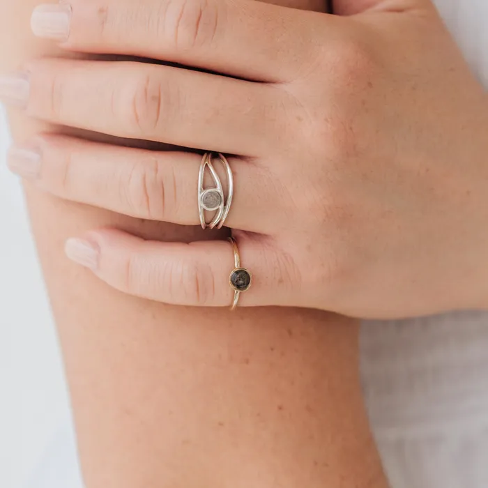 Rings closebymejewelry 5mm Circle Stacking Cremation Ring in 14K White Gold
