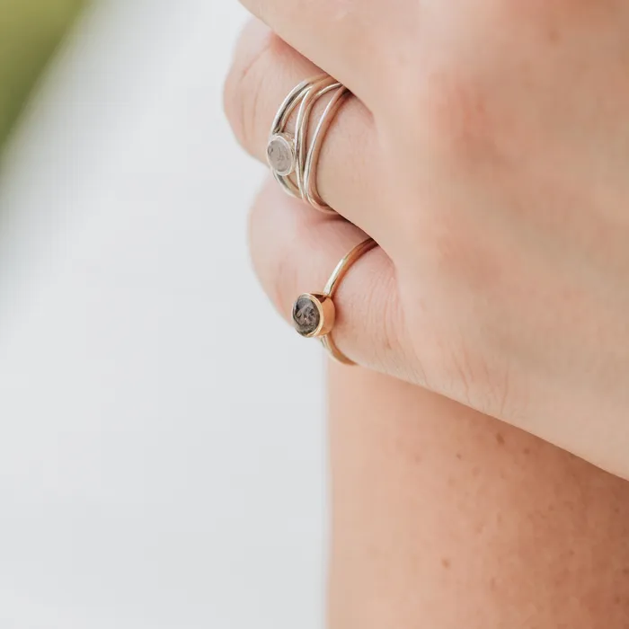 Rings closebymejewelry 5mm Circle Stacking Cremation Ring in 14K White Gold