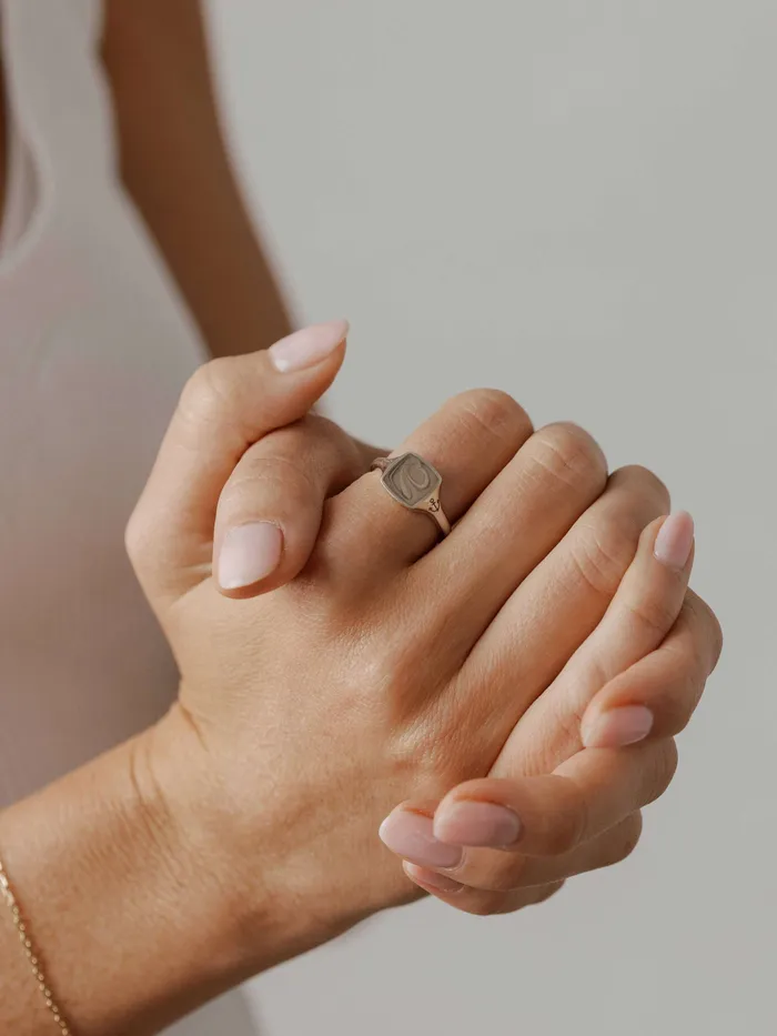 Rings closebymejewelry Anchor Signet Cremation Ring in 14K Yellow Gold