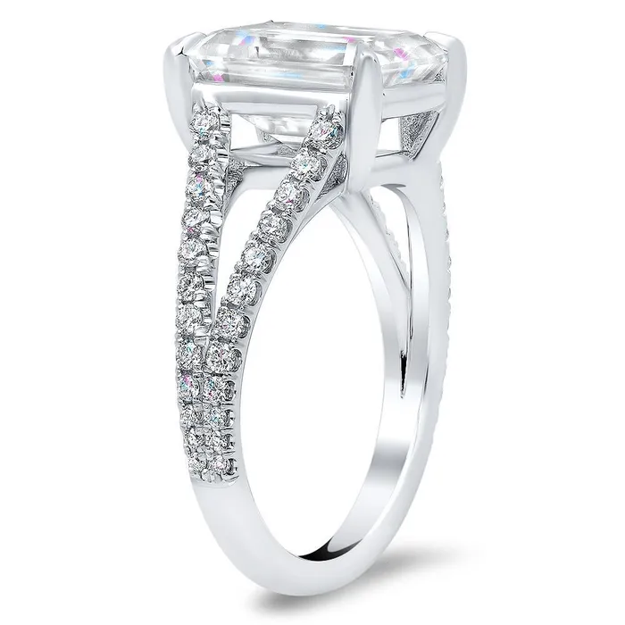 Rings deBebians Emerald Cut Split Shank Moissanite Engagement Ring Rings deBebians Emerald Cut Split Shank Moissanite Engagement Ring