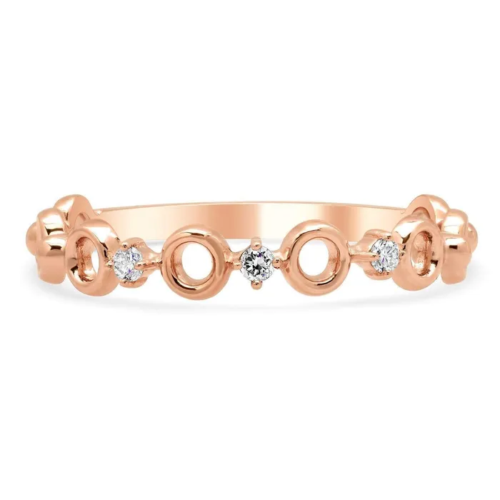 Rings deBebians Three Diamond Rose Gold Dainty Wedding Ring