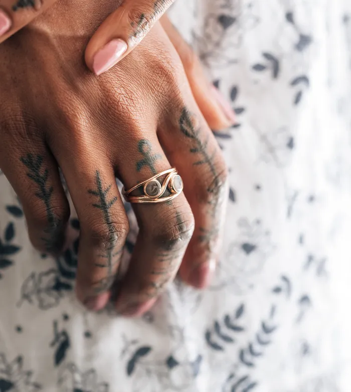 Rings Double Setting Cremation Ring in 14K Rose Gold closebymejewelry