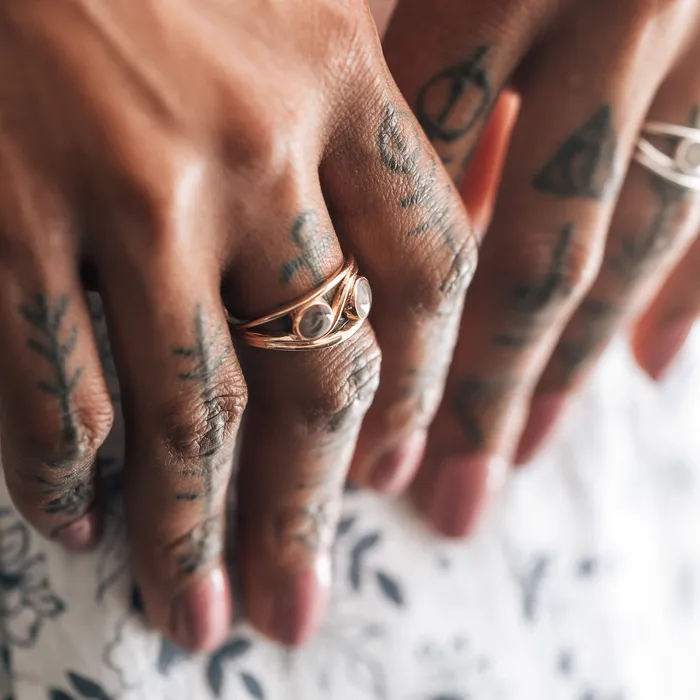 Rings Double Setting Cremation Ring in 14K Rose Gold closebymejewelry