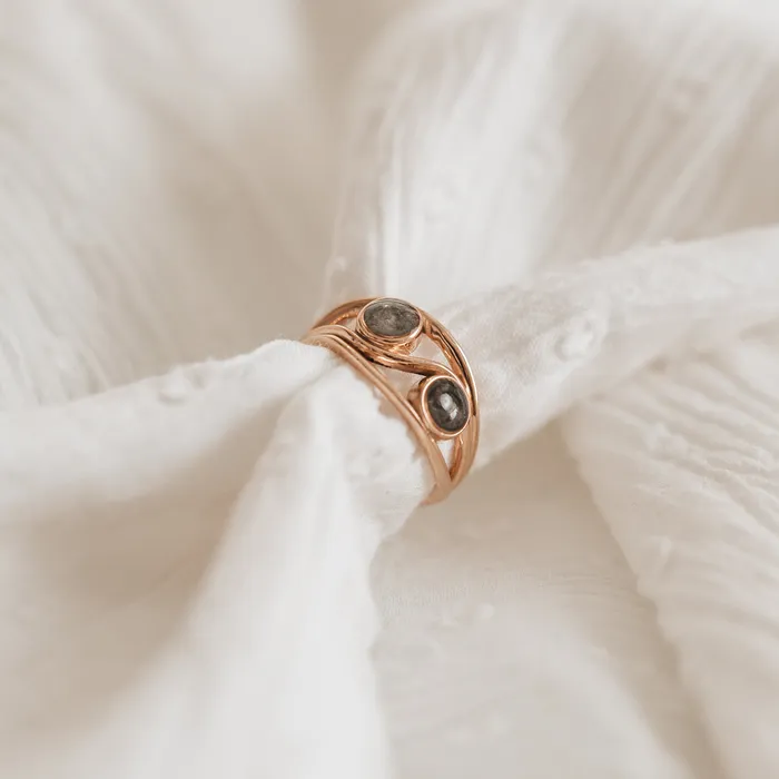 Rings Double Setting Cremation Ring in 14K Rose Gold closebymejewelry