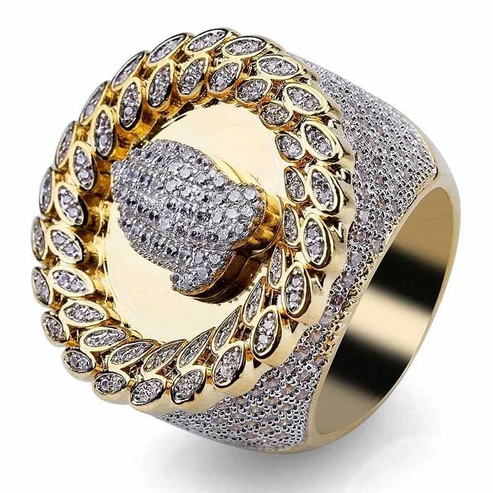 Rings Fully Iced Praying Hands Ring VVS Jewelry