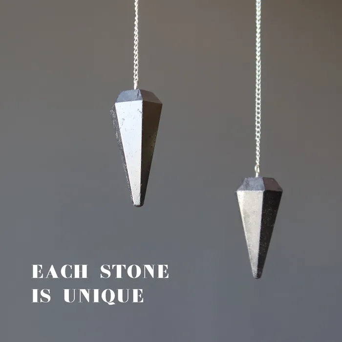Rings Hematite Pendulum Open Mind Dowsing Stone of Truth Satin Crystals
