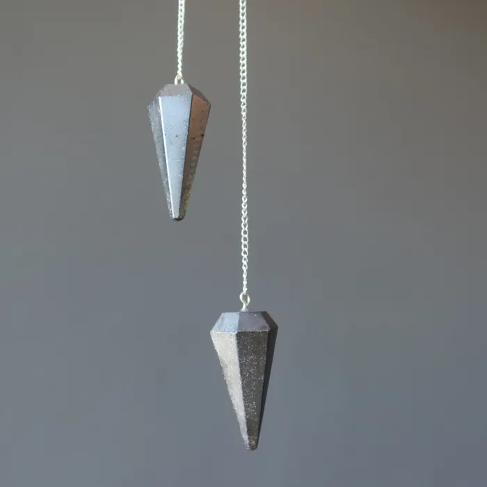 Rings Hematite Pendulum Open Mind Dowsing Stone of Truth Satin Crystals