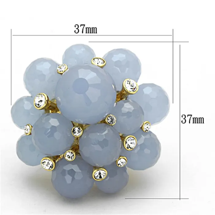 Rings LO3214 Gold Brass Ring with Synthetic Synthetic Glass in Gray Alamode